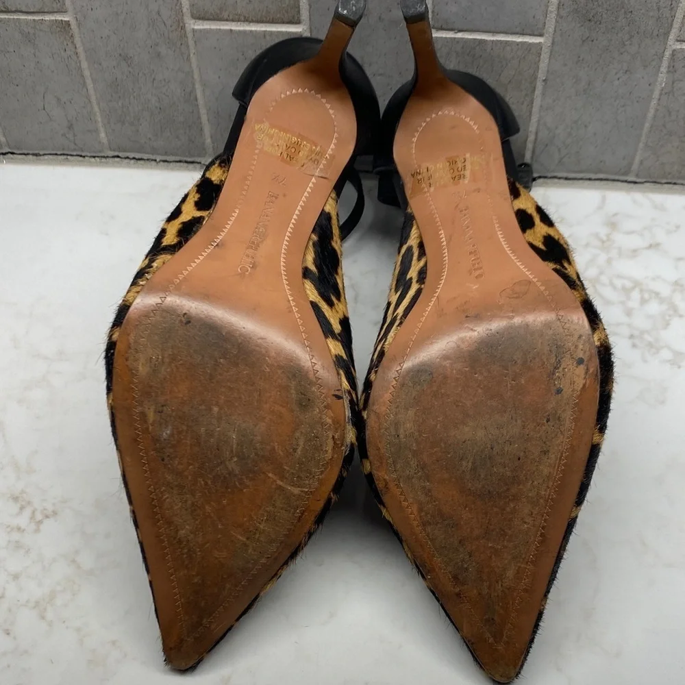 Banana Republic Leopard Calf Hair Pumps | Ankle Strap Pointed Toe | Size 7.5